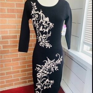 Danny & Nicole Black Dress with Floral Design